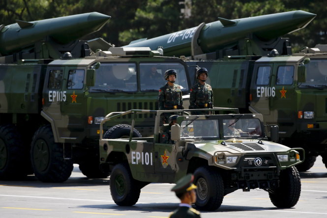 Trung Quốc phô trương tên lửa tại Bắc Kinh hồi tháng 9-2015 - Ảnh: Reuters