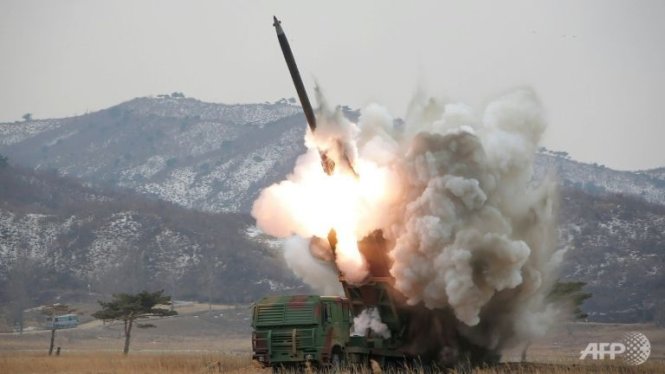 Một vụ phóng thử tên lửa của Triều Tiên Ảnh: AFP