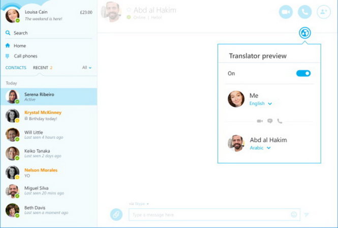 Cách chọn ngôn ngữ trong Skype để Translator chuyển ngữ - Ảnh: Skype
