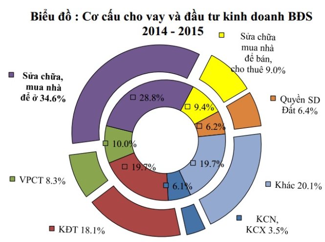 Biểu đồ Cơ cấu cho vay và đầu tư kinh doanh bất động sản - Nguồn: