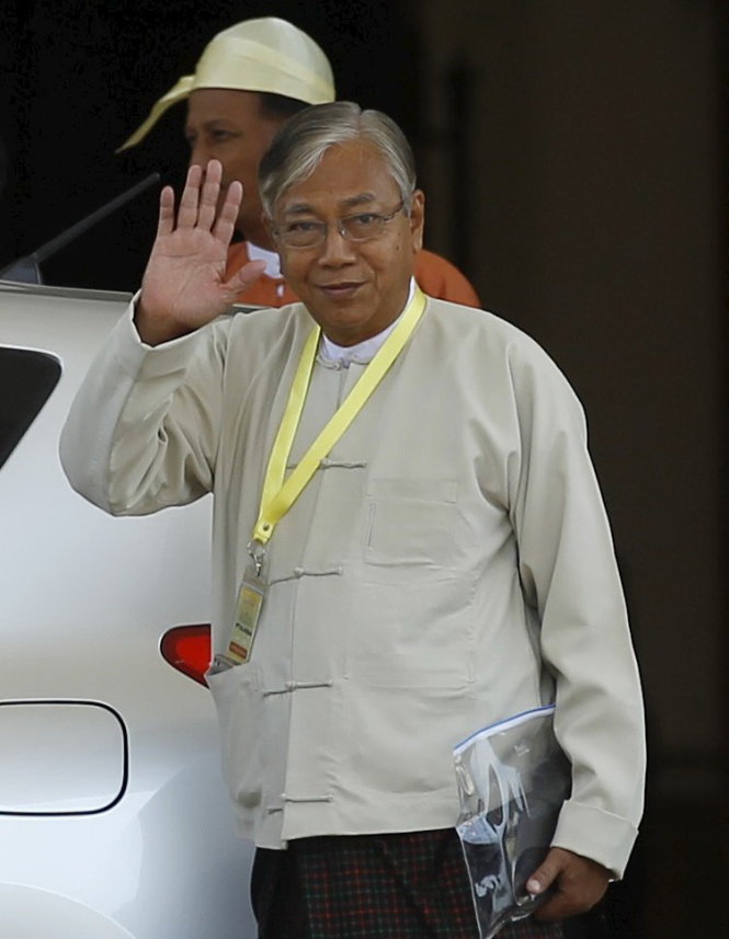 Tân Tổng thống Myanmar Htin Kyaw ngày 15-3 Ảnh: Reuters
