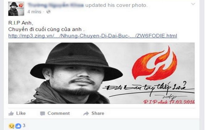 Người dùng mạng xã hội đổi hình đại diện khóc thương Trần Lập - Ảnh chụp màn hình FB