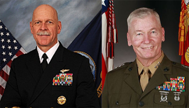 Đô đốc Scott H. Swift - Ảnh: US Navy và  Trung Tướng John A. Toolan - Ảnh: US Marine Corps