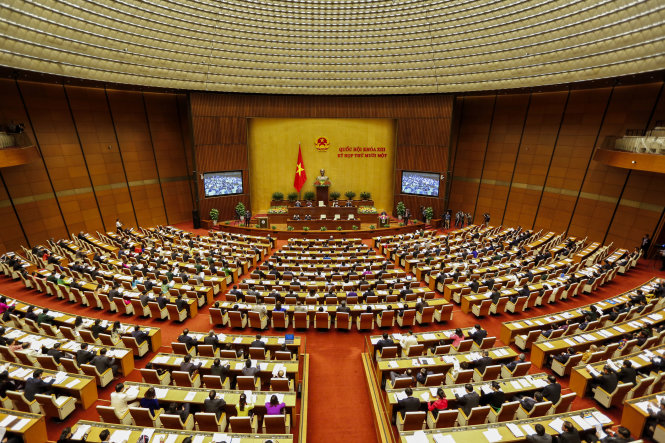 Toàn cảnh kỳ họp thứ 11, Quốc hội khóa XIII sáng 21-3 - Ảnh: Việt Dũng