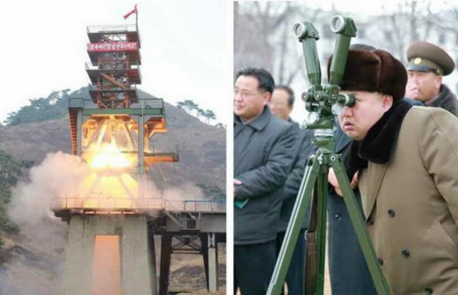 Ông Kim Jong Un theo dõi vụ bắn tên lửa từ khoảng cách an toàn - Ảnh: Independent