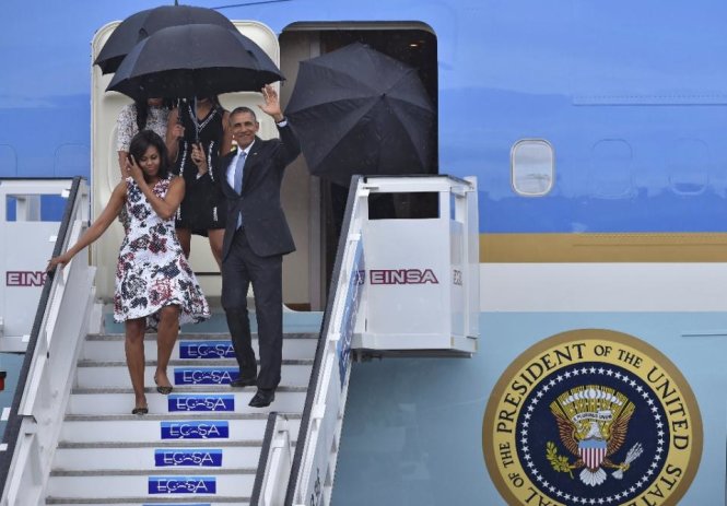 Tổng thống Mỹ Barack Obama cùng gia đình đến thăm Cuba Ảnh: AFP