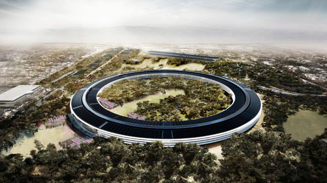 Phi thuyền, tổng hành dinh Apple với diện tích 2,8 triệu mét vuông bao gồm cả phòng nghỉ cho 13.000 nhân viên - Ảnh: bản thiết kế Apple công bố - Nguồn: Wired