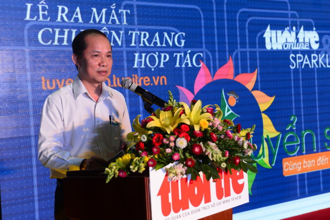 Ông Lê Xuân Trung – phó tổng biên tập báo Tuổi Trẻ - phát biểu tại lễ ra mắt chuyên trang iTuyểnsinh - Ảnh: Quang Định