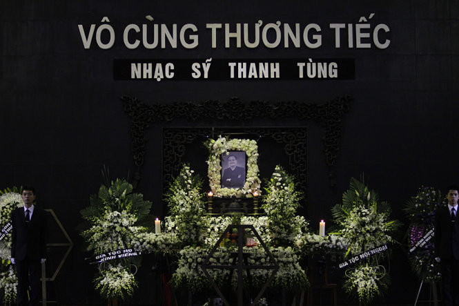 Tang lễ nhạc sĩ Thanh Tùng ngày 22-3. -Ảnh: Nam Trần.