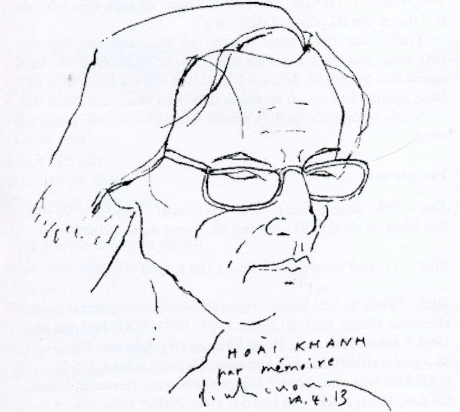 Chân dung nhà thơ Hoài Khanh qua ký họa của họa sĩ Đinh Cường
