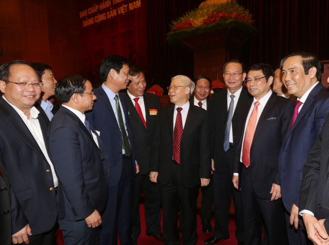 Tổng bí thư Nguyễn Phú Trọng và các đại biểu dự hội nghị - Ảnh: TTXVN