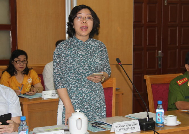 Bà Nguyễn Thị Thu Hường tại cuộc họp báo sáng 29-3