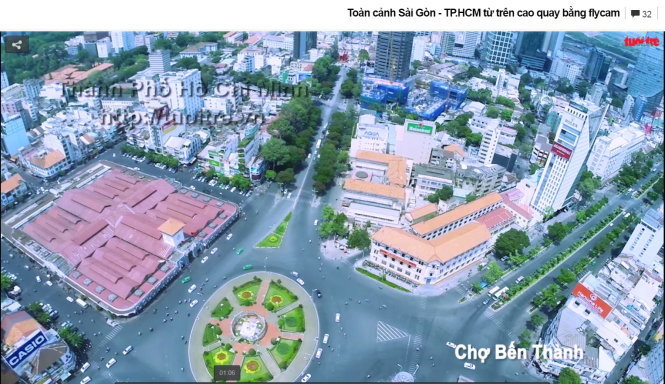 TP.HCM xếp thứ 6 năng lực cạnh tranh cấp tỉnh năm 2015 - Ảnh: TP.HCM nhìn từ chợ Bến Thành chụp lại từ flycam