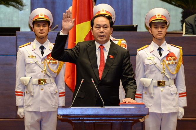 Tân Chủ tịch nước Trần Đại Quang tuyên thệ nhậm chức - Ảnh: Việt Dũng