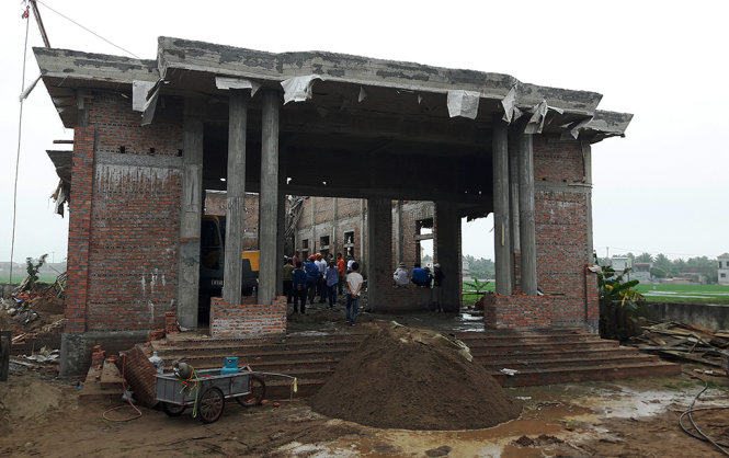 Khu nhà văn hóa thôn Hà Phương đang được xây dựng - Ảnh: Tiến Lã