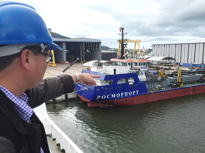 Tàu hút bùn Servernaya Dvina được đóng mới tại Nhà máy đóng tàu Sông Thu - Ảnh: Tấn Vũ
