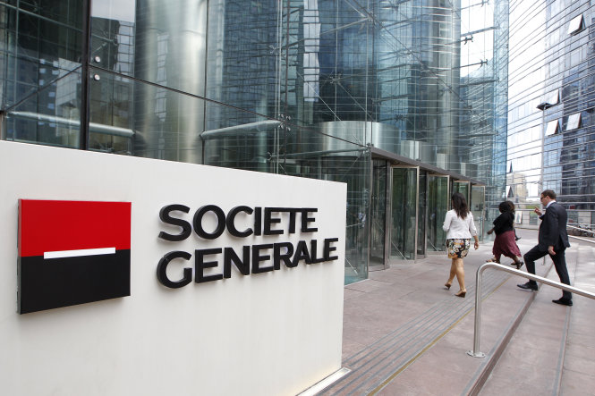 Trụ sở Ngân hàng Société Générale ở Paris - ngân hàng Pháp được cho là đã giúp lập ra gần 1.000 công ty bình phong - Ảnh: AFP