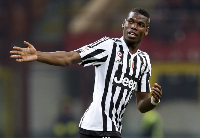 Pogba ăn mừng bàn thắng vào lưới AC Milan. Ảnh: Reuters