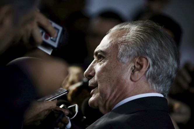 Phó Tổng thống Brazil Michel Temer được cho là đã bấm nhầm nút gửi bài diễn văn. Ảnh: Reuters