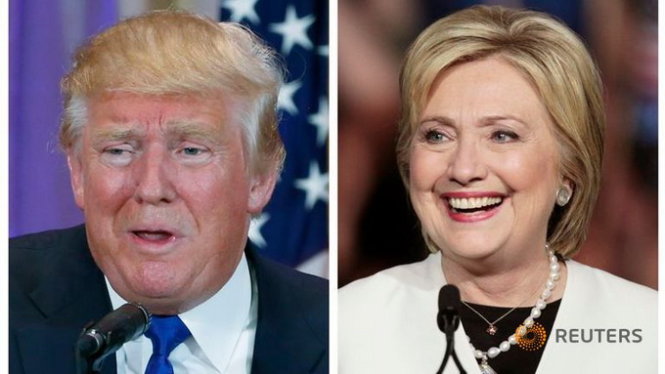 Ứng cử viên Đảng Cộng hòa Donald Trump (trái) và Đảng Dân chủ Hillary Clinton chính thức giành chiến thắng ở bang Missouri - Ảnh:Reuters