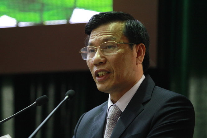 Tân Bộ trưởng Nguyễn Ngọc Thiện phát biểu tại buổi lễ - Ảnh: Nam Trần