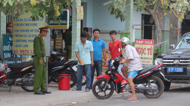 Hiện trường nơi xảy ra vụ án mạng tại chợ Phú Chánh (TP.Thủ Dầu Một, tỉnh Bình Dương) - Ảnh: Xuân An
