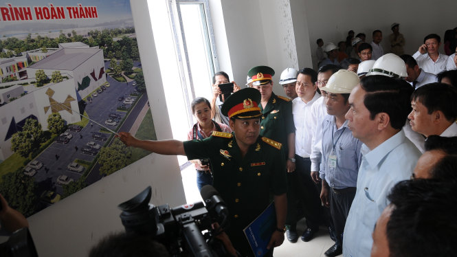 Chủ tịch nước Trần Đại Quang thăm và kiểm tra chất lượng công trình Nhà văn hóa thiếu nhi Đà Nẵng đang trong giai đoạn xây dựng - Ảnh: Đăng Nam