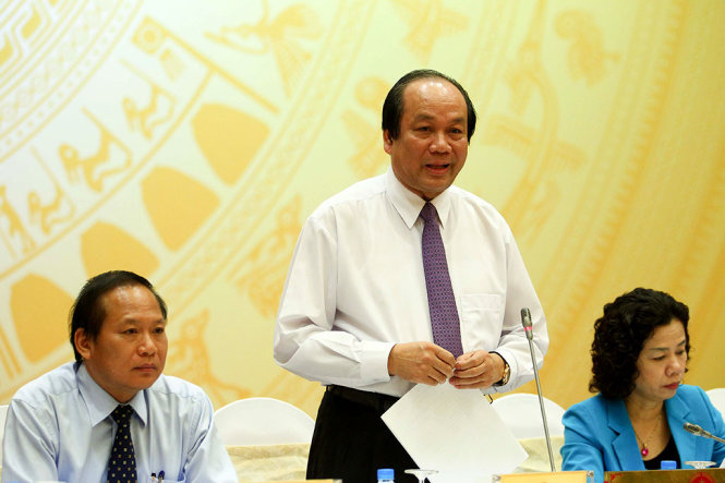 Chủ nhiệm Văn phòng Chính phủ Mai Tiến Dũng tại buổi họp báo - Ảnh: Nguyễn Khánh