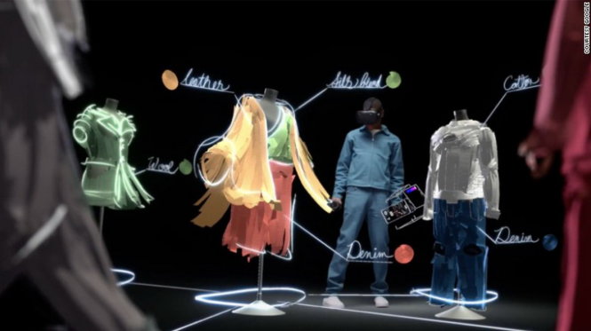 Thiết kế các mẫu thời trang trong môi trường thực tế ảo bằng ứng dụng Tilt Brush của Google - Ảnh: CNN