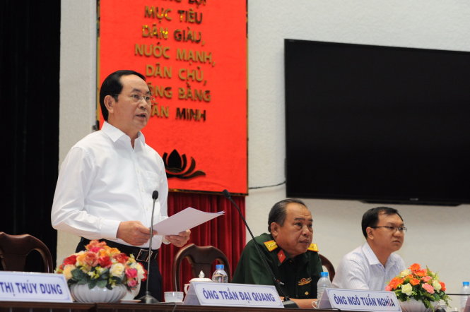 Chủ tích nước Trần Đại Quang trả lời các vấn đề bức xúc của cử tri quận 3 TP.HCM tham nhũng, tội phạm...- Ảnh: Tự Trung