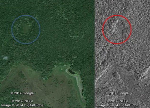 Hình ảnh vệ tinh và Google Earth cho thấy có công trình nhân tạo ở khu rừng rậm trên bán đảo