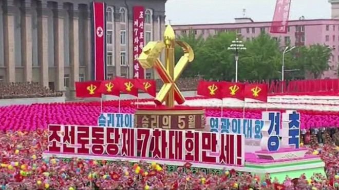 Cuộc mít tinh diễn ra tại quảng trường Kim Nhật Thành - Ảnh: APTN