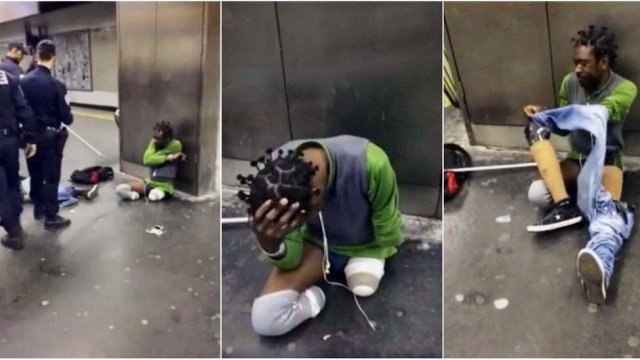 Hình ảnh ba cảnh sát kiểm tra “nạn nhân” François Bayga phát trên Facebook