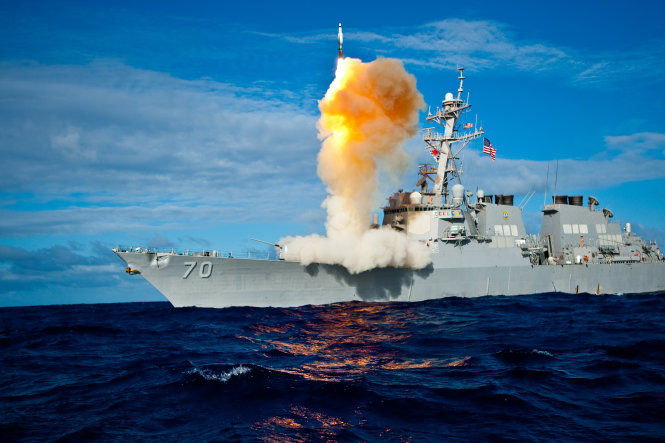 Một lần phóng tên lửa phòng thủ Aegis - Ảnh: US Defense