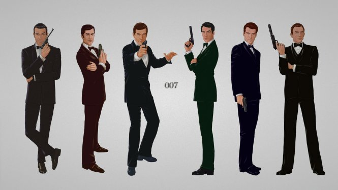 Các thời kỳ James Bond qua nét vẽ của người hâm mộ