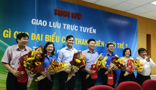 Các đại biểu tham gia giao lưu trực tuyến sáng 20-5 - Ảnh: Duyên Phan