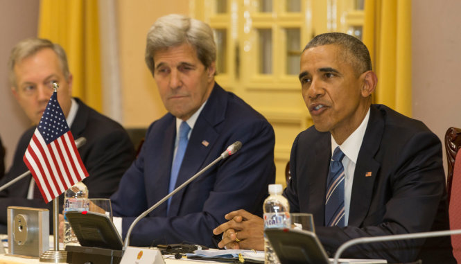 Tổng thống Obama hội đàm với Chủ tịch nước Trần Đại Quang - Ảnh: Việt Dũng 