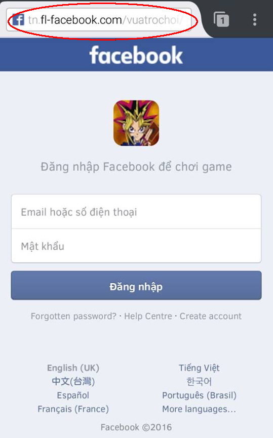 Trang giả mạo có tên miền và giao diện gần giống với Facebook, đánh lừa nạn nhân thiếu cảnh giác - Nguồn: Facebook/Nguyen Minh Duc