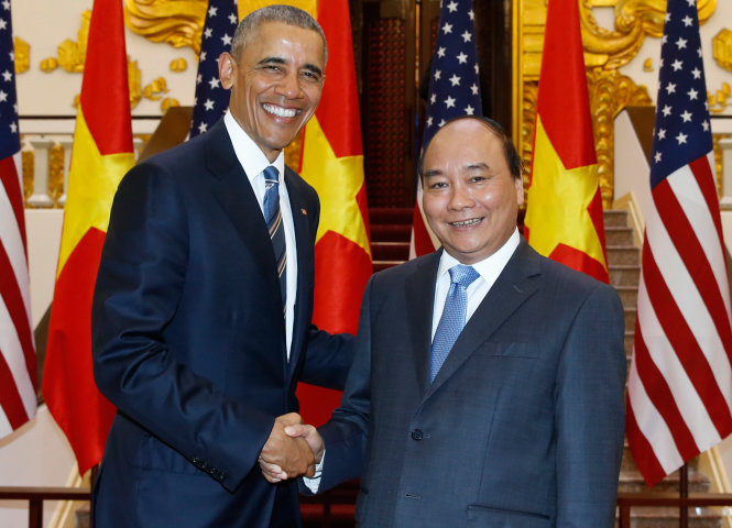 Thủ tướng Nguyễn Xuân Phúc hội kiến với Tổng thống Mỹ Barack Obama  - Ảnh: TTXVN