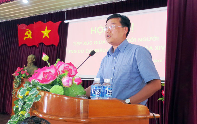 Anh Lê Quốc Phong trúng cử đại biểu Quốc hội khóa XIV tại đơn vị bầu cử số 1 ở Bình Thuận với tỷ lệ phiếu bầu cao nhất - Ảnh: NG.NAM