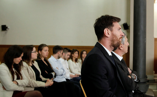 Messi có mặt ở ngày xét xử cuối cùng của tòa án tại Tây Ban Nha. Ảnh: Reuters