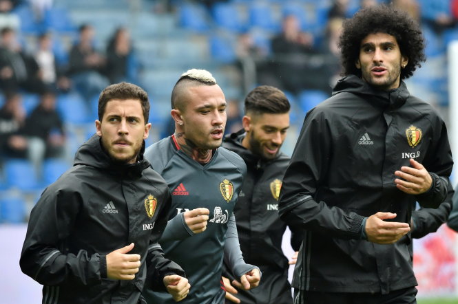 Các tuyển thủ Bỉ luyện tập chuẩn bị vòng chung kết Euro 2016 - Ảnh: Reuters