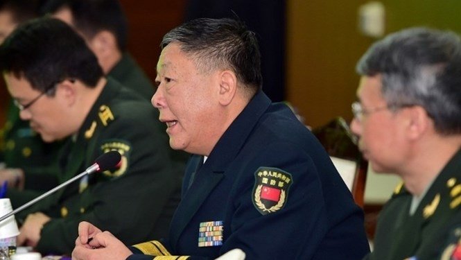 Phó Đô đốc Guan Youfei trong bài phát biểu tại Đối thoại Shangri-La ngày 4-6. Ảnh: AFP