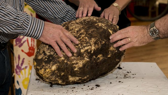 Tảng bơ nặng 10 kg có niên đại cách đây 2000 năm vừa được tìm thấy tại Ireland - Ảnh: Bảo tàng hạt Cavan