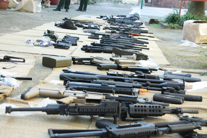 Số lượng súng đồ chơi bạo lực bị thu giữ - Ảnh: CTV