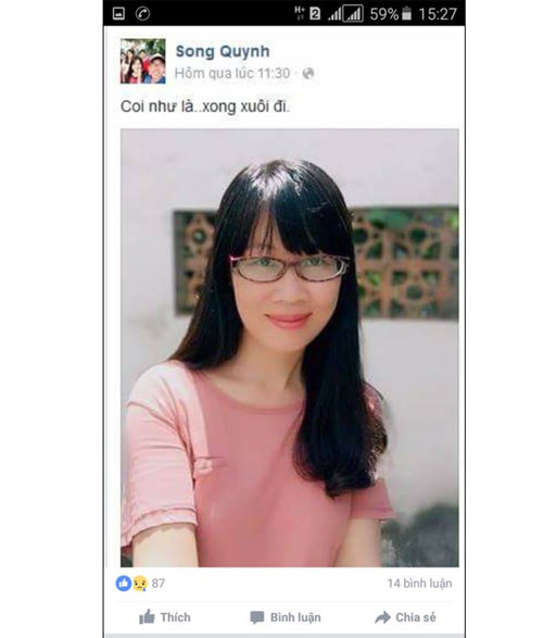 Facebook của cô Uyên Quỳnh - Ảnh chụp facebook