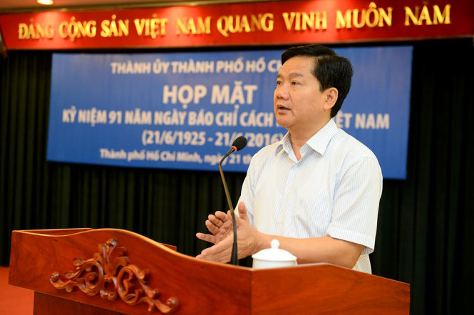 Bí thư Thành ủy TP.HCM Đinh La Thăng: Báo chí hãy chung tay làm cho bộ máy chính quyền TP.HCM ngày càng trong sạch, vững mạnh - Ảnh: THUẬN THẮNG