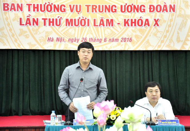 Anh Lê Quốc Phong phát biểu tại hội nghị - Ảnh: Đ.B.