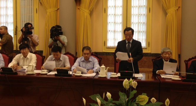 Chủ nhiệm Văn phòng Chủ tịch nước Đào Việt Trung chủ trì cuộc họp báo - Ảnh: L.K