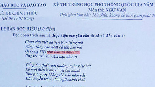 Đề thi văn THPT quốc gia sáng 2-7